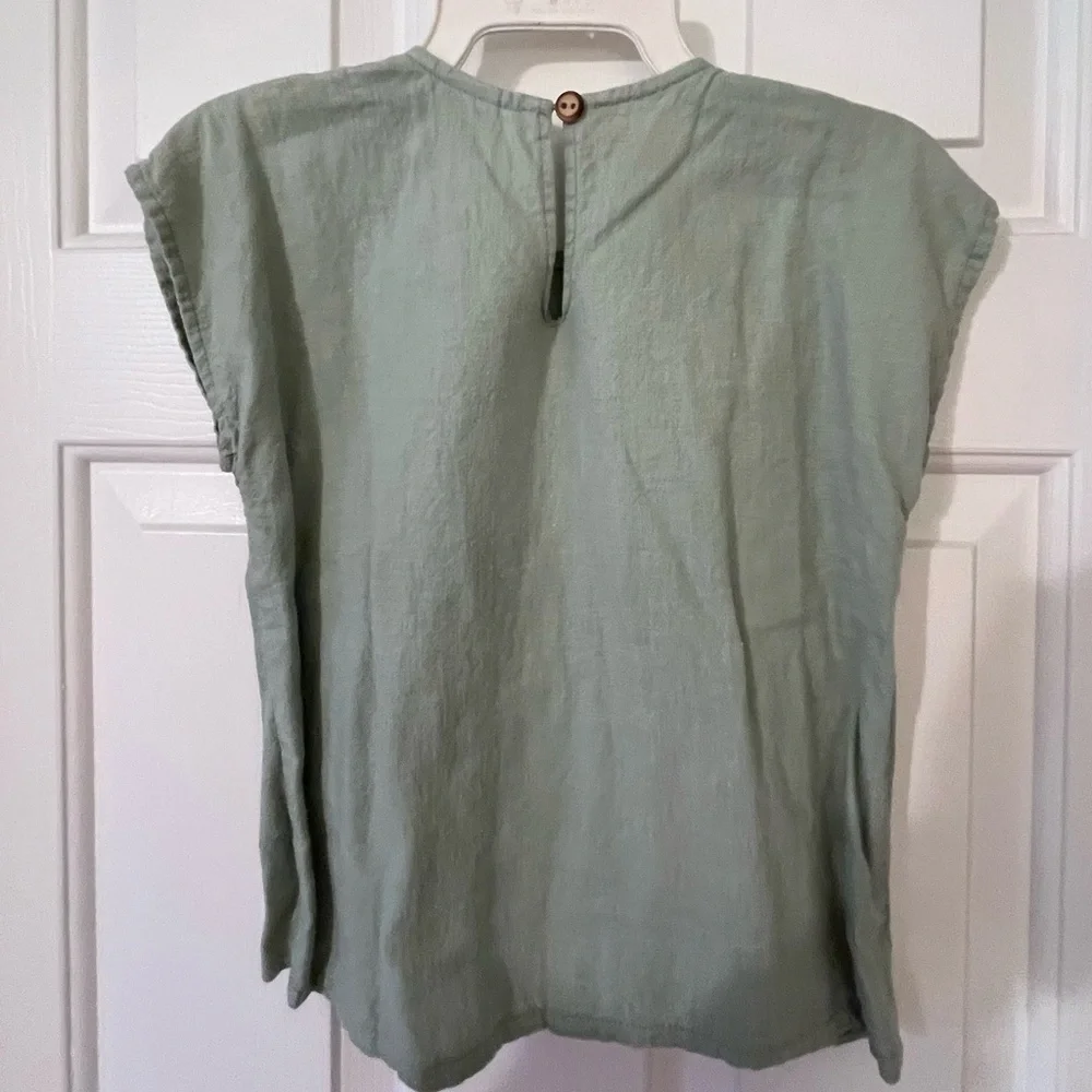 Therese Floral Green and Cream Linen Jumper& Top Girls size 8